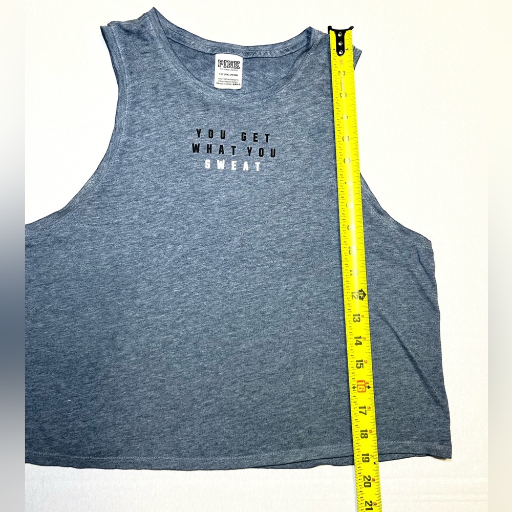PINK Victoria's Secret You Get What You Sweat  Blue Muscle Tee Size Small - Picture 3 of 6